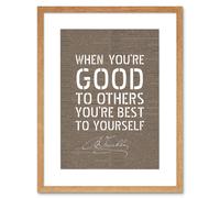 Artery8 Wall Art Print Dictionary Page Quote Benjamin Franklin Good To Others Artwork Framed 9X7 Inch in Beige | Size: W7" x H9" Artery8 Beige W7" x H9"