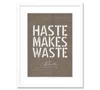 Artery8 Wall Art Print Dictionary Page Quote Benjamin Franklin Haste Makes Waste Artwork Framed 9X7 Inch in White | Size: W7" x H9" Artery8 White W7" x H9"