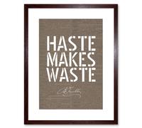 Artery8 Wall Art Print Dictionary Page Quote Benjamin Franklin Haste Makes Waste Artwork Framed 9X7 Inch in Brown | Size: W7" x H9" Artery8 Brown W7" x H9"
