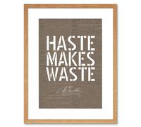 Artery8 Wall Art Print Dictionary Page Quote Benjamin Franklin Haste Makes Waste Artwork Framed 9X7 Inch in Beige | Size: W7" x H9" Artery8 Beige W7" x H9"