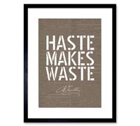 Artery8 Wall Art Print Dictionary Page Quote Benjamin Franklin Haste Makes Waste Artwork Framed 9X7 Inch in Black | Size: W7" x H9" Artery8 Black W7" x H9"