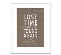 Artery8 Wall Art Print Dictionary Page Quote Benjamin Franklin Lost Time Artwork Framed 9X7 Inch in White | Size: W7" x H9" Artery8 White W7" x H9"