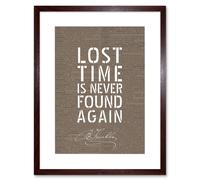 Artery8 Wall Art Print Dictionary Page Quote Benjamin Franklin Lost Time Artwork Framed 9X7 Inch in Brown | Size: W7" x H9" Artery8 Brown W7" x H9"