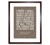 Artery8 Wall Art Print Dictionary Page Quote George Washington Firmness & Virtue Artwork Framed 9X7 Inch in Brown | Size: W7" x H9" Artery8 Brown W7" x H9"