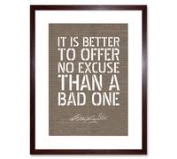 Artery8 Wall Art Print Dictionary Page Quote George Washington No Excuse Artwork Framed 9X7 Inch in Brown | Size: W7" x H9" Artery8 Brown W7" x H9"