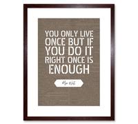 Artery8 Wall Art Print Dictionary Page Quote Mae West Only Live Once Artwork Framed 9X7 Inch in Brown | Size: W7" x H9" Artery8 Brown W7" x H9"