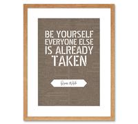 Artery8 Wall Art Print Dictionary Page Quote Oscar Wilde Be Yourself Artwork Framed 9X7 Inch in Beige | Size: W7" x H9" Artery8 Beige W7" x H9"