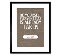 Artery8 Wall Art Print Dictionary Page Quote Oscar Wilde Be Yourself Artwork Framed 9X7 Inch in Black | Size: W7" x H9" Artery8 Black W7" x H9"
