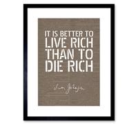 Artery8 Wall Art Print Dictionary Page Quote Samuel Johnson Live Rich Artwork Framed 9X7 Inch in Black | Size: W7" x H9" Artery8 Black W7" x H9"