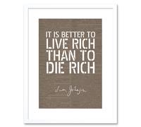 Artery8 Wall Art Print Dictionary Page Quote Samuel Johnson Live Rich Artwork Framed 9X7 Inch in White | Size: W7" x H9" Artery8 White W7" x H9"