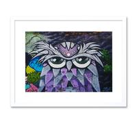 Artery8 Wall Art Print DiNoto Graffiti Purple Owl Detroit Framed in White | Size: W7" x H9" Artery8 White W7" x H9"