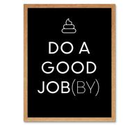 Artery8 Wall Art Print Do A Jobby Funny Scottish Bathroom Toilet Decor Art Framed in Light Oak | Size: W12" x H16" Artery8 Light Oak W12" x H16"