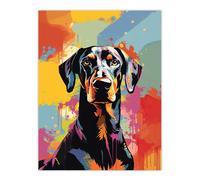 Wall Art Print Doberman Dog Lover Gift Pet Portrait Abstract Pop Artwork Painting Poster Artery8 Multi W18 inch x H24 inch