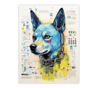 Artery8 Dog Robot Hybrid Schematic Blueprint Futuristic Secret Complex Arcane Manuscript Gift For Him Man Cave Extra Large XL Wall Art Poster Print