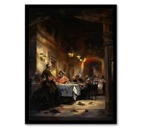 Artery8 Wall Art Print Don Giovanni Opera Decadent Banquet Scene Oil Painting Art Framed in Brown | Size: W12" x H16" Artery8 Brown W12" x H16"