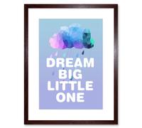 Artery8 Wall Art Print Dream Big Little One Blue Artwork Framed 9X7 Inch in Brown | Size: W7" x H9" Artery8 Brown W7" x H9"