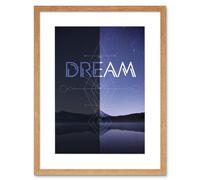 Artery8 Wall Art Print Dream Dark Light Lake Artwork Framed 9X7 Inch in Beige | Size: W7" x H9" Artery8 Beige W7" x H9"
