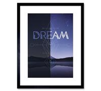 Artery8 Wall Art Print Dream Dark Light Lake Artwork Framed 9X7 Inch in Black | Size: W7" x H9" Artery8 Black W7" x H9"