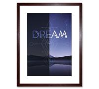 Artery8 Wall Art Print Dream Dark Light Lake Artwork Framed 9X7 Inch in Brown | Size: W7" x H9" Artery8 Brown W7" x H9"