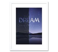 Artery8 Wall Art Print Dream Dark Light Lake Artwork Framed 9X7 Inch in White | Size: W7" x H9" Artery8 White W7" x H9"