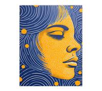 Artery8 Wall Art Print Dreaming Indigo Abstract Artwork Amber Blue Yellow Bold Vibrant Risograph Poster | Size: W12" x H16" Artery8 Multicolor W12" x H16"