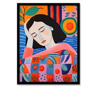 Artery8 Wall Art Print Dreaming of the Mediterranean Abstract Portrait Framed | Size: A4 Artery8 Multicolor A4
