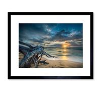Artery8 Wall Art Print Driftwood Beach Sunset Ocean Framed in Black | Size: W7" x H9" Artery8 Black W7" x H9"