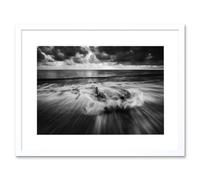Artery8 Wall Art Print Driftwood Breaking Waves Framed in White | Size: W7" x H9" Artery8 White W7" x H9"