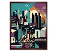 Artery8 Wall Art Print Dundee City Modern Abstract Geometric Cityscape Art Framed in Brown | Size: W12" x H16" Artery8 Brown W12" x H16"