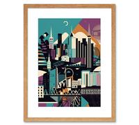 Artery8 Wall Art Print Dundee City Modern Abstract Geometric Cityscape Artwork Framed 9X7 Inch in Beige | Size: W7" x H9" Artery8 Beige W7" x H9"