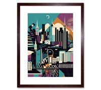 Artery8 Wall Art Print Dundee City Modern Abstract Geometric Cityscape Artwork Framed 9X7 Inch in Brown | Size: W7" x H9" Artery8 Brown W7" x H9"
