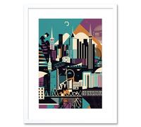 Artery8 Wall Art Print Dundee City Modern Abstract Geometric Cityscape Artwork Framed 9X7 Inch in White | Size: W7" x H9" Artery8 White W7" x H9"