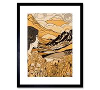 Artery8 Wall Art Print Earth Goddess Blooming Flowers Mountain Landscape Artwork Framed 9X7 Inch in Black | Size: W7" x H9" Artery8 Black W7" x H9"