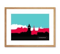 Artery8 Wall Art Print Edinburgh Bright Cityscape Framed 9X7 in Beige | Size: W7" x H9" Artery8 Beige W7" x H9"
