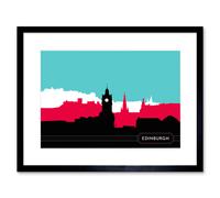 Artery8 Wall Art Print Edinburgh Bright Cityscape Framed 9X7 in Black | Size: W7" x H9" Artery8 Black W7" x H9"