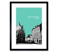 Artery8 Wall Art Print Edinburgh Candlemaker Row Teal Framed 9X7 in Black | Size: W7" x H9" Artery8 Black W7" x H9"