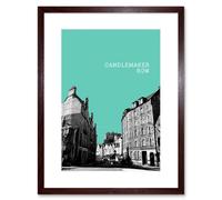 Artery8 Wall Art Print Edinburgh Candlemaker Row Teal Framed 9X7 in Brown | Size: W7" x H9" Artery8 Brown W7" x H9"