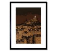Artery8 Wall Art Print Edinburgh Castle Over Old Town Cityscape At Night Artwork Framed 9X7 Inch