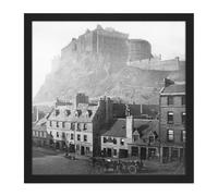 Artery8 Wall Art Print Edinburgh Castle Scotland Grassmarket 1860 Photo Square Framed Picture 16X16 Inch in Black | Size: W16" x H16" Artery8 Black W16" x H16"