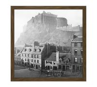 Artery8 Wall Art Print Edinburgh Castle Scotland Grassmarket 1860 Photo Square Framed Picture 16X16 Inch in Brown | Size: W16" x H16" Artery8 Brown W16" x H16"