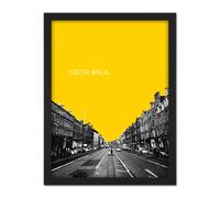 Artery8 Wall Art Print Edinburgh Leith Walk Yellow 18x24 Large Framed Wall Décor Art in Brown | Size: W18" x H24" Artery8 Brown W18" x H24"