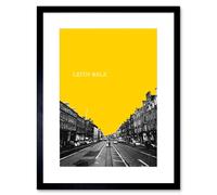 Artery8 Wall Art Print Edinburgh Leith Walk Yellow Framed 9X7 in Black | Size: W7" x H9" Artery8 Black W7" x H9"