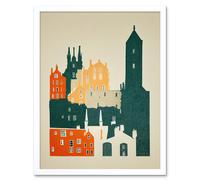 Artery8 Wall Art Print Edinburgh Old Town Retro Street Art Framed in White | Size: W12" x H16" Artery8 White W12" x H16"