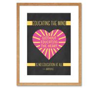 Artery8 Wall Art Print Education Teacher Mind Heart Aristotle Pink Framed in Beige | Size: W7" x H9" Artery8 Beige W7" x H9"