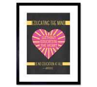 Artery8 Wall Art Print Education Teacher Mind Heart Aristotle Pink Framed in Black | Size: W7" x H9" Artery8 Black W7" x H9"