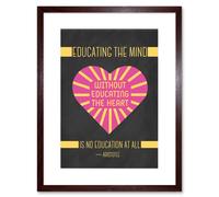 Artery8 Wall Art Print Education Teacher Mind Heart Aristotle Pink Framed in Brown | Size: W7" x H9" Artery8 Brown W7" x H9"