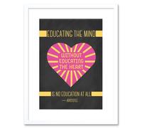 Artery8 Wall Art Print Education Teacher Mind Heart Aristotle Pink Framed in White | Size: W7" x H9" Artery8 White W7" x H9"