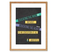Artery8 Wall Art Print Education Teacher Mind Heart Aristotle Typography Framed in Beige | Size: W7" x H9" Artery8 Beige W7" x H9"