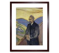 Artery8 Wall Art Print Edvard Munch Friederich Nietzsche Painting Artwork Framed 9X7 Inch in Brown | Size: W7" x H9" Artery8 Brown W7" x H9"