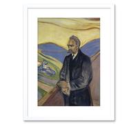 Artery8 Wall Art Print Edvard Munch Friederich Nietzsche Painting Artwork Framed 9X7 Inch in White | Size: W7" x H9" Artery8 White W7" x H9"